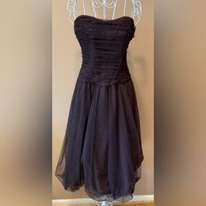 NWT Nicole Miller Ruched Tulle Strapless Cocktail Dress Size 8 Brown